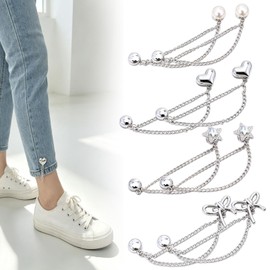 8 Pcs Magnetic Clothing Clips, Multi Function No Pin Hem Clips with Decorative Chain, Adjustable Shirt Clips for T Shirt Hem, Jeans Pants Legs, Sleeves, Dresses for Women