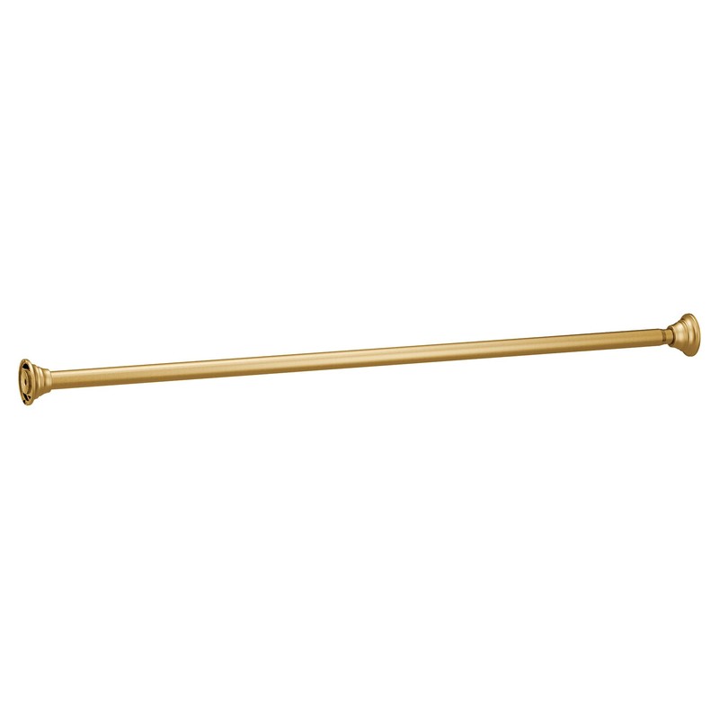 Moen Brushed Gold 44-72-Inch Adjustable Tension Mounted Straight Shower Curtain