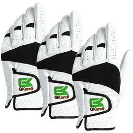 Golf Gloves for Men 3 Pack Natural Lambskin and Microfiber Leather Combination Soft Elastic Breathable Abrasion Resistant Non-Slip Grip Both Hands Rain Sweat Resistant All Weather Golf Wear GK-728