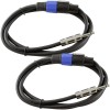 MCSPROAUDIO 2pack 6ft foot PA DJ speakon compatible to 1/4 amp speaker cable cord PAIR 12ga