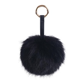 S.ROMZA Pom Pom Keychain Artificial Faux Fur Ball Keychains Fluffy Keychain Plush Keychain Pom Pom Bag Charm for Hand Bag Backpack Wallet Pendant Women's Keychain Decoration (black)