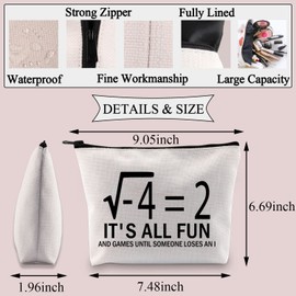 BDPWSS Math Teacher Makeup Bag Funny Math Lover Gift It's All Fun And Games Until Someone Loses An i Math Geek Gift (Fun loses I)