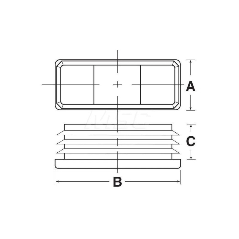 Caplugs Rectangular Head Plug 3/4 x 1-1/2" OD, 1" Long,