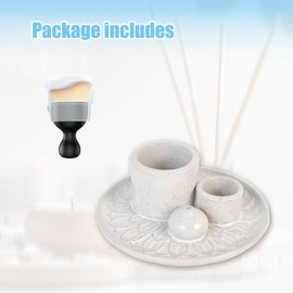 Mulaibdin 4-in-1 Incense Stick Holder, Incense Bowl Palo Santo, Sage Incense Holder, Ceramic Incense Holder with Dust Brush, Incense Holder for Meditation, Yoga, Office, Room Decoration