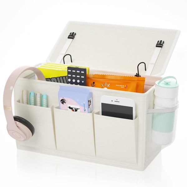 Edudif Dual-purpose Bedside Caddy Bedside Organizer, Bed Caddy with 6