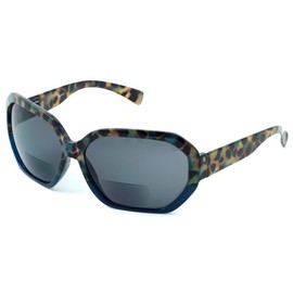 Calabria 644SB Oversized Hexagonal BiFocal Reading Sunglasses +2.50 Green Women Bi-Focal Sunglass Readers Fashion Hard Case