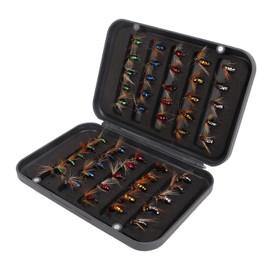 50 Uds Cebo de Pesca con Mosca Anzuelo de Acero de Alto Carbono y Caja de Almacenamiento con Maravilloso