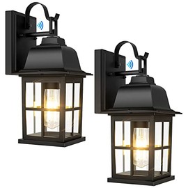 2-Pack Dusk to Dawn Outdoor Wall Lantern, Exterior Porch Light Fixtures Wall Mount with Photocell, 100% Anti-Rust Aluminium Outside Black Wall Lights, Waterproof Patio Wall Lights for House Garage