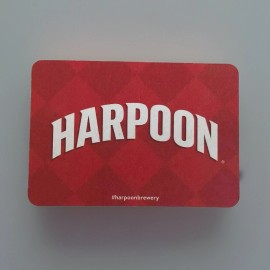 HARPOON BREWING COMPANY CO BEER COASTER RED BOSTON MA  5x3.5” BREWERY BAR LOGO