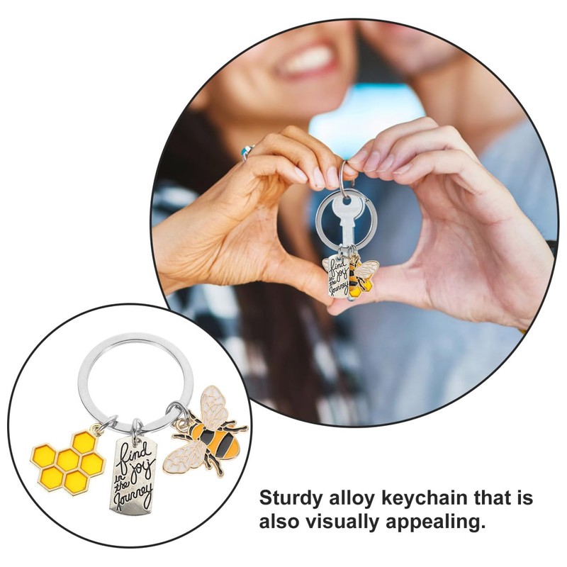 [LEDMOMO] Bee Keychain,Carnival Reward,Creative Keychain,Honeybee Keychain,Honeybee Charm Keychain,Cute Bee Keychain,Cute