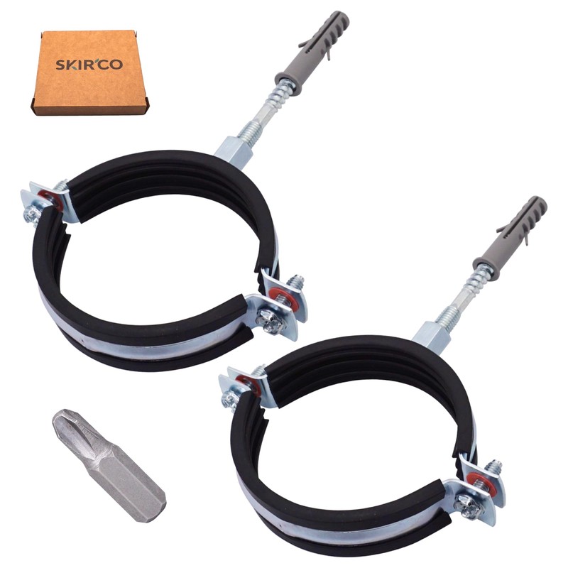 SKIR'CO Black Rubber Coated Pipe Clamps for 75-80mm Pipe Wall