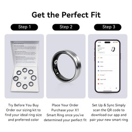 Smart Ring for Women and Men, 5ATM Waterproof Smart Rings Health Tracker with Sleep/Stress/Heart Rate/Activity Monitor, No Subscription, Smart Rings Fitness Tracker for Android iOS, Size 10, Silver
