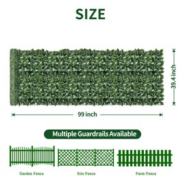Skloopearg Artificial Ivy Privacy Fence Screen,39.4" X 99" UV-Anti Fake Leaves Plant Vine,Privacy Hedges Wall for Indoor Outdoor Garden Backyard Decor
