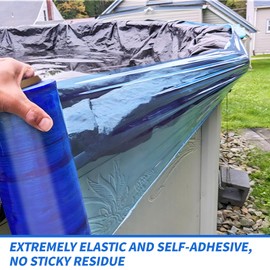 1312 Ft Winter Pool Cover Seal for Above Ground Pools, Winter Pool Cover Seal for Above, Windproof Stretchable Pool Cover Wrap Stretch Film Clear Cling for Keep Pool Clean