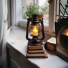 FUWDEO 2-Pack Vintage LED Lanterns with Moving Flame Flickering- 9.5"