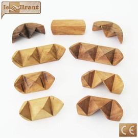 RUGBY Puzzle Game from 8 Years Difficulty Level 2/6. Made of Solid Wood with CE Standards, French Brand Le Délirant, Solution with Illustrations Included. Disassemble and Reconstruct