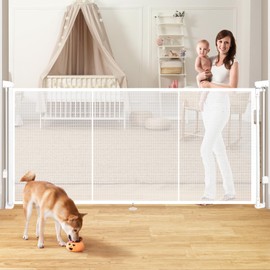 Retractable Baby Gates for Stairs, 78" Extra Wide Retractable Dog Gate with Support Rods for The House, 42" Extra Tall Baby Safety Gates Pet Gate for Doorways, Hallways, Indoor, Outdoor