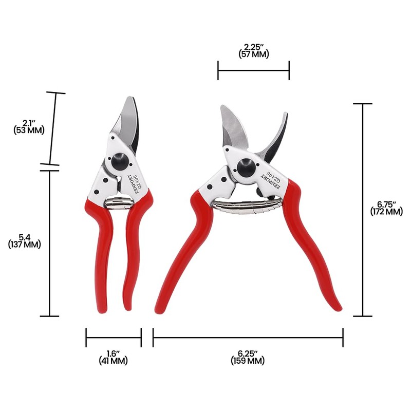 Zenport QZ406 Small Professional Pruner, .8-Inch Cut, 7.25-Inch Long