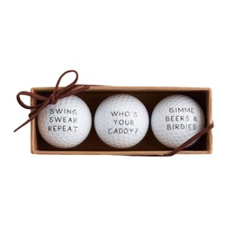 Mud Pie Men's Whos Your Caddy Golf Ball Set, 1 1/2" dia