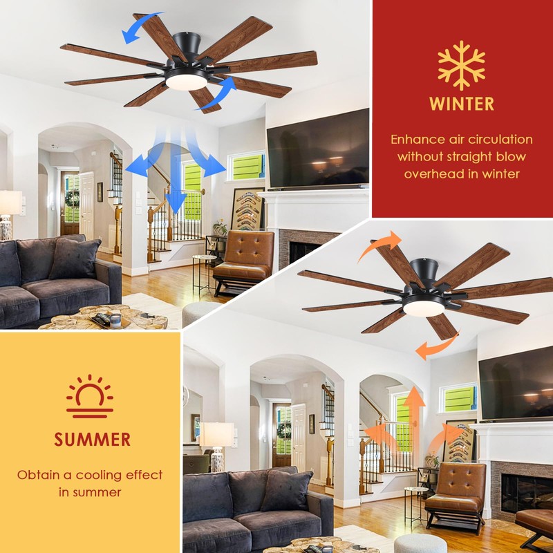 Mpayel Ceiling Fans with Lights, 52 Inch Low Profile Flush