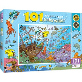MasterPieces 100 Piece Family Jigsaw Puzzle for Kids - 101 Things to Spot Underwater - 14"x19"