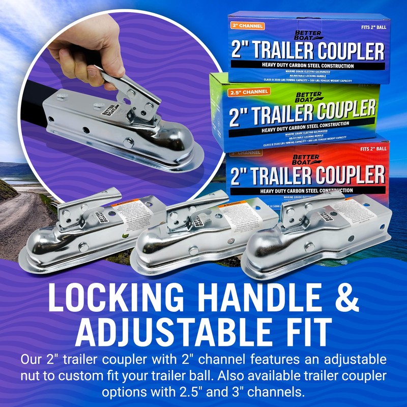 Trailer Coupler 2 Inch Ball, Compatible with 2 Inch Channel