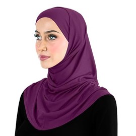 Cotton Amira Hijab 2 piece Head Scarf for Women Hood & Tube Cap Set (Mulberry)