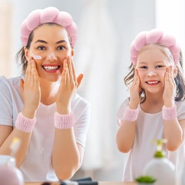 12 PCS Diademas Skincare Spa, Diademas Faciales Mujer, Diadema de Esponja para Lavar Cara, Muñequera para Cuidado de Piel,Bandas de Lavado de SPA, Bandas para Cabello