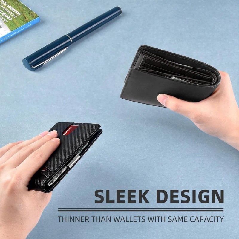 Cartera Hombre Minimalista Rfid Bloqueo Con Clip De Billetes