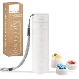 Ankomn Travel Pill Organizer: 1-7 Day Pill Box with Quick-Release Thread for Supplement, Vitamin organizes. Modular Design fits Daily or Weekly use, Perfectly Sized Pill Holder on The go (White)