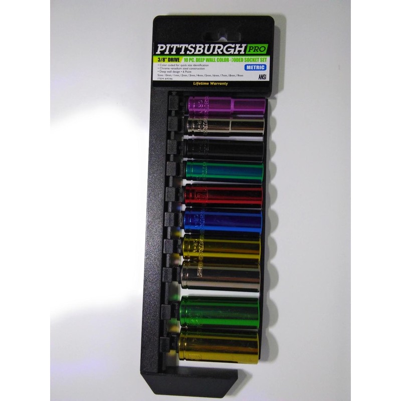 SAE/METRIC Deep Wall Color Coded Socket Sets With Composite Ratchet