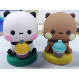 Bears Car Dashboard Decorations 2Pcs, Cute Cartoon Office Desk Decor, Merchandise for Car Decor Accessories Tabletop Ornaments Gifts. (A)