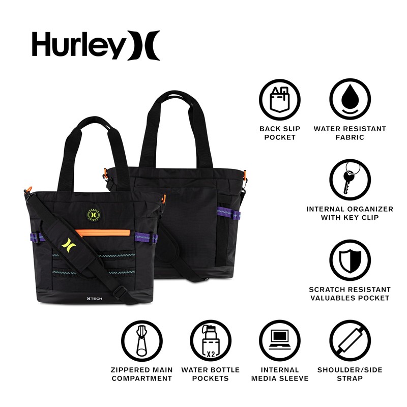 Hurley Utility Tote Bag, Black/Red