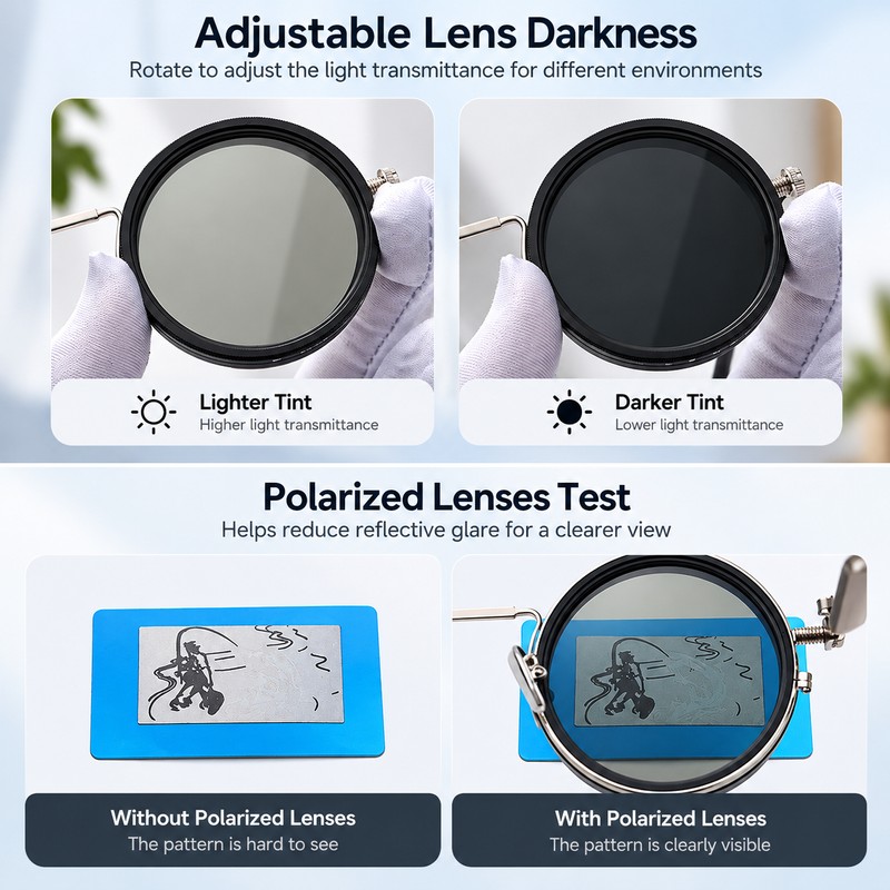 Adjustable Round Polarized Sunglasses for Driving and Outdoor Use –