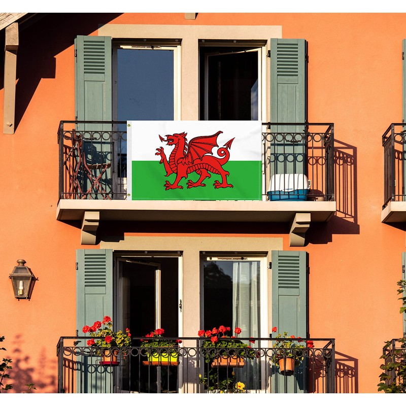 3×5 FT Welsh Flag, Large 100D Wales Dragon National Outdoor
