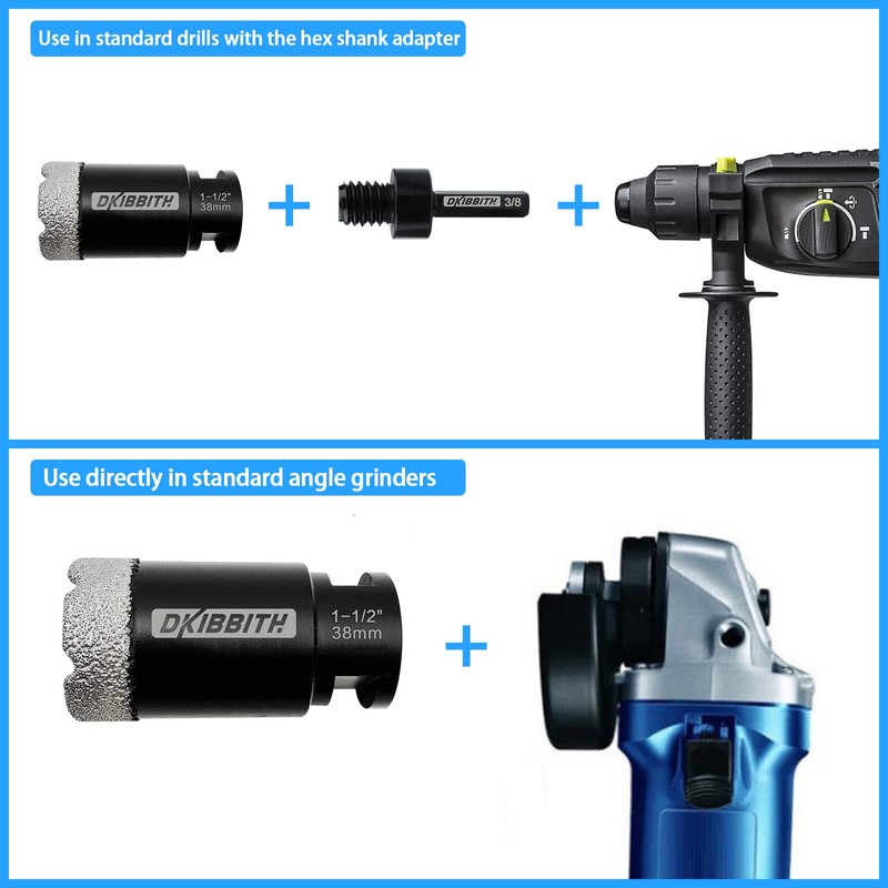 Dry Diamond Core Drill Bits 1-1/2 Inch Tile Hole Saws
