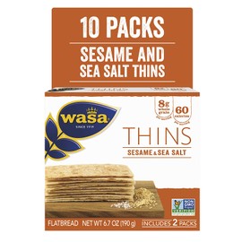 Wasa Flatbread Thins, Sesame and Sea Salt, 6.7 Ounce (Pack of 10)