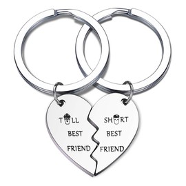 Tall and Short Best Friend Keychains Set Friendship Jewelry BFF Gift (Tall and Short Keychain)