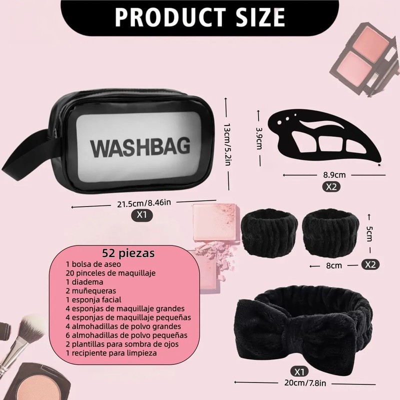 52 Brochas Maquillaje Profesional Y Herramientas Cosméticas