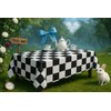 BRALEO Alice Party Decorations,Wonderland Theme Party Table Cover, Black and