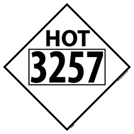 NMC DL85BR National Marker Dot Placard Sign,Hot Four Digit 3257, 10 3/4 Inches x 10 3/4 Inches, Rigid Plastic