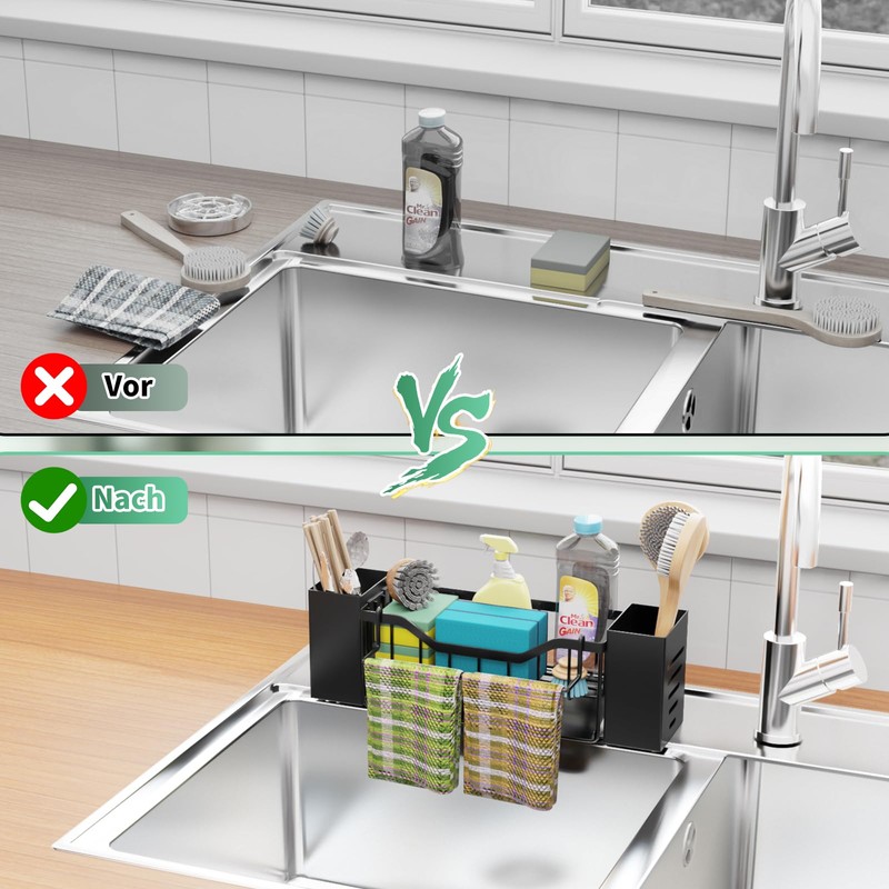 Koolkasa Sink Organiser, Kitchen Sponge Holder, Sink Organiser with Dish
