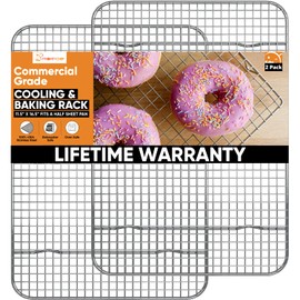 PriorityChef 18/8 Stainless Steel Cooling Rack, Heavy Duty Baking Rack For Oven Cooking, Fits Half Sheet Pan, Wire Rack For Cooking, 11.5" x 16.5" - 2 Pack