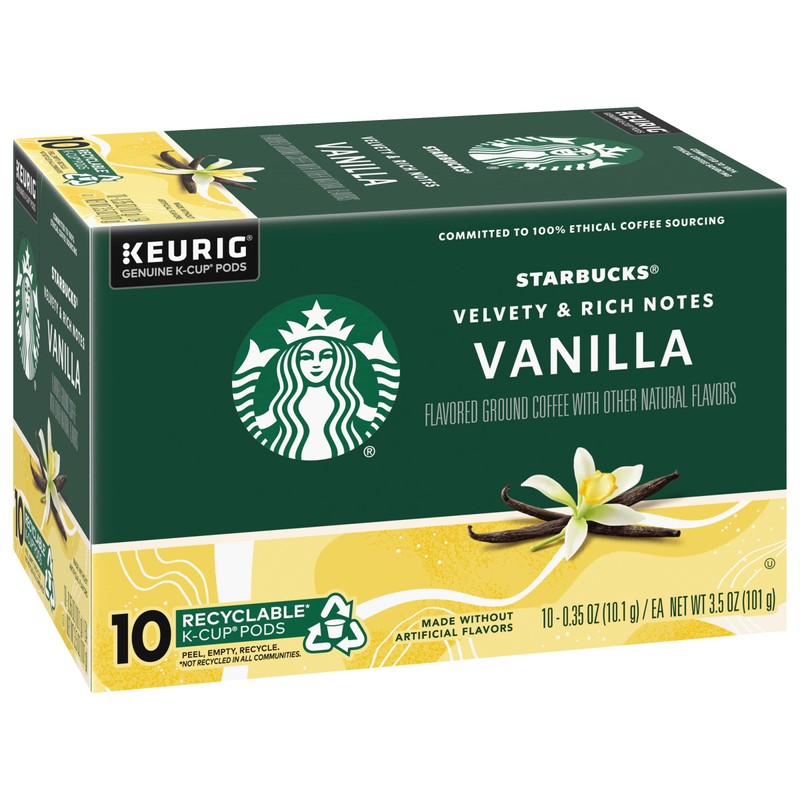 Starbucks Flavored Coffee K-Cup Pods, Vanilla Flavored Coffee, Made without