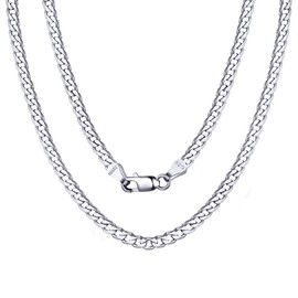 ChainsPro 925 Silver Cuban Link Necklace Womens Men's Silver Chain
