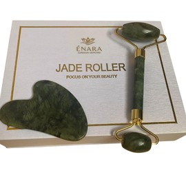 Énara Jade Roller & Gua Sha Set Dark Green – Face Massage & Natural Stone Beauty Tool for Radiant Skin – Magnetic Gift Box - Skincare Gift for Women & Men
