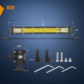 Nilight Slim LED Light Bar 2Pcs 11 Inch 26LED Single Row Spot Flood Combo Fog Light Driving Light Work Light Roof Bumper Lamp Offroad Light for 4x4 Trucks SUV ATV UTV
