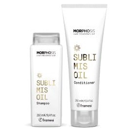 Framesi Morphosis Sublimis Oil Duo | Shampoo y Acondicionador Hidratante con Aceite de Argán | Cabello Fino a Normal, Suavidad y Brillo Natural | 250 ml c/u