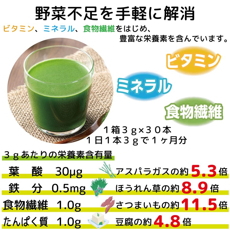 ソーキ ニュージーランドの大麦若葉 3g×30包 青汁 スティック 分包 有機JAS 食物繊維 葉酸