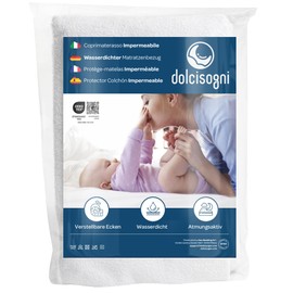 DolciSogni Mattress Protector 60 x 120 cm (Pack of 2) - Waterproof, Breathable, Antibacterial - With Corner Rubber - Washable up to 60°C - OekoTex - Made in Europe